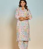 Multicolor printed blended cotton elixir spectra co-ord sets