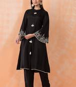 Black embroidered cotton niharika jet co-ord sets