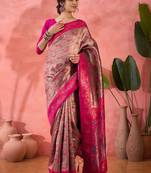 pink Poly silk blend Saree with Blouse