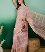 pink Khadi Organza Saree with Blouse