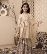 Cutiediva girls embroidered kurta skirt with dupatta