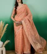 orange Khadi Organza Saree with Blouse