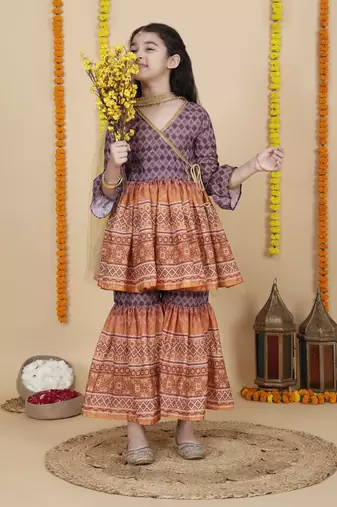 Girls wedding wear angrakha kurta & sharara set