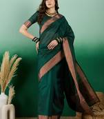 green Khadi Organza Saree with Blouse