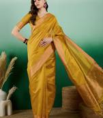 gold Khadi Organza Saree with Blouse