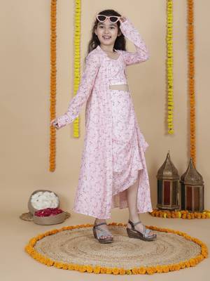 Girls designer skirt and top with shrug set 1