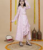 Girls designer skirt and top with shrug set