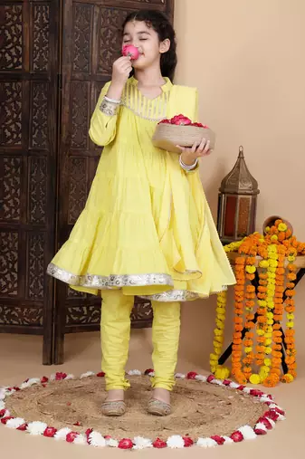 Baby girls festive kurta and churidar set
