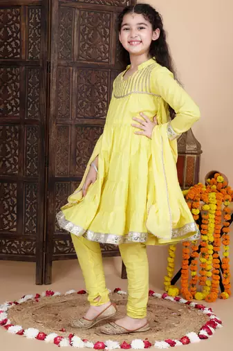 Baby girls festive kurta and churidar set