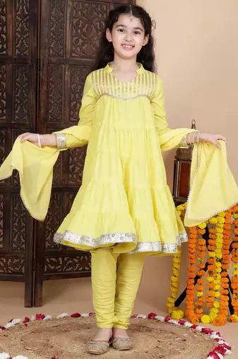 Baby girls festive kurta and churidar set