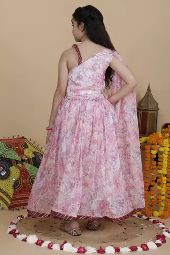 Girls wedding top and skirt set in pink