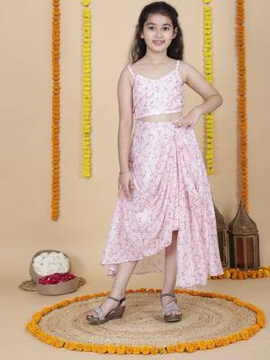 Girls designer skirt and top with shrug set 4
