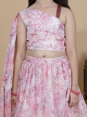 Girls wedding top and skirt set in pink 4