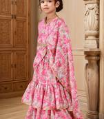 Pink floral printed lehenga with choli for girls