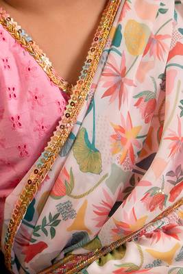 Pink floral printed lehenga with choli in multicolor for girls 3