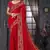  red resham cross embroidery georgette saree