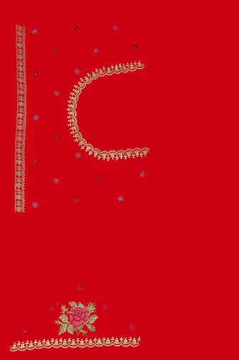  red resham cross embroidery georgette saree