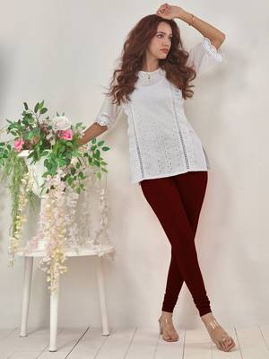  Lyra Medium Maroon Free Size Churidar Leggings 5