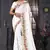 white resham cross embroidery georgette saree