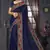  navy blue resham cross embroidery georgette saree