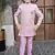 Pink lilac ethnic motifs jacquard sherwani & pant set for boys