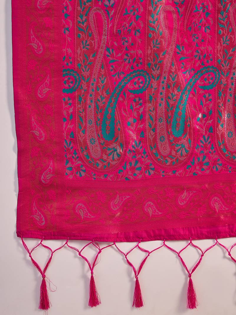 pink Poly silk blend Saree with Blouse