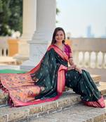 Dark Green Soft Paithani Silk Blend Saree