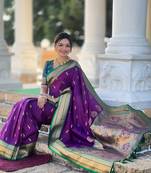 Plum Soft Paithani Silk Blend Saree