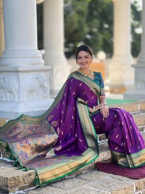 Plum Soft Paithani Silk Blend Saree 3
