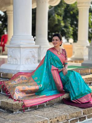 Rama Soft Paithani Silk Blend Saree 1