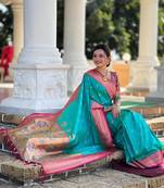 Rama Soft Paithani Silk Blend Saree