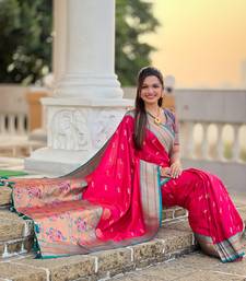 Rani Pink Soft Paithani Silk Blend Saree