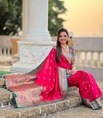 Rani Pink Soft Paithani Silk Blend Saree