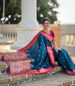 Teal Soft Paithani Silk Blend Saree