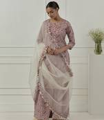 Maroon cotton floral printed kurta set