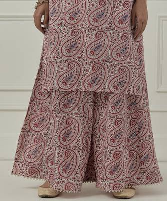 Maroon cotton floral printed kurta set 5