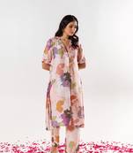 Pink cotton silk printed alara set