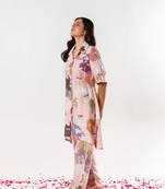 Pink cotton silk printed amara set