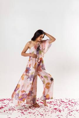 Pink cotton silk printed camilla jumpsuit 2