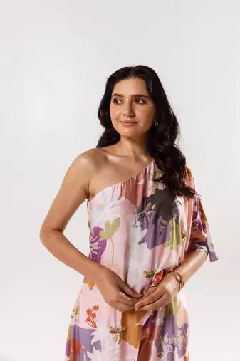 Pink cotton silk printed camilla jumpsuit