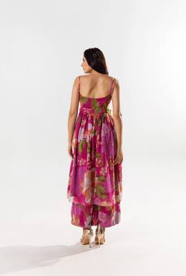 Maroon chiffon printed rosalie set 3