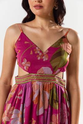 Maroon chiffon printed rosalie set 4
