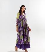 Purple chiffon printed diana set