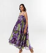 Purple chiffon printed bianca dress