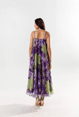 Purple chiffon printed bianca dress 3