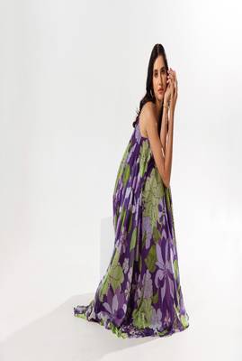 Purple chiffon printed bianca dress 4