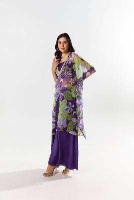 Purple chiffon printed mireya set 1