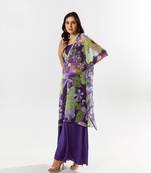 Purple chiffon printed mireya set