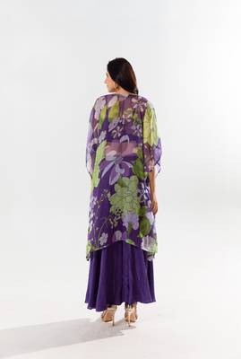 Purple chiffon printed mireya set 2
