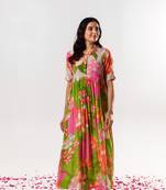 Multicolor cotton silk printed emilia dress